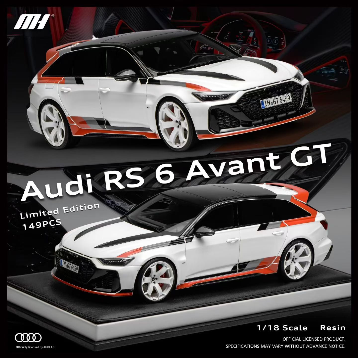 Motorolax 18 scale resin model kits are now available for pre-order! Audi RS 6 Avant GT Acona White/Black/Orange Decals