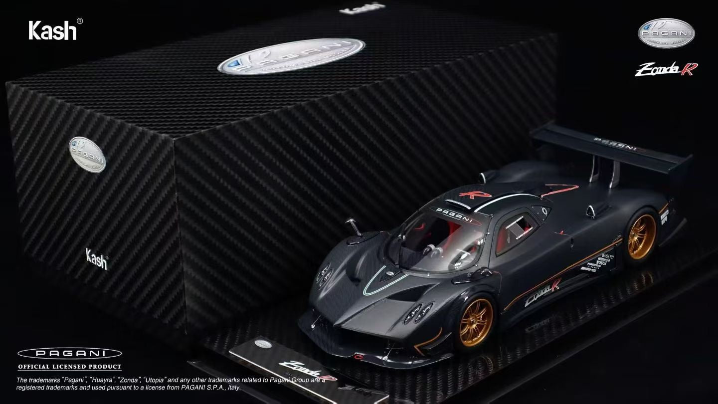 Kash Model proudly presents the 1/18 scale Pagani Zonda R matte carbon fiber black model