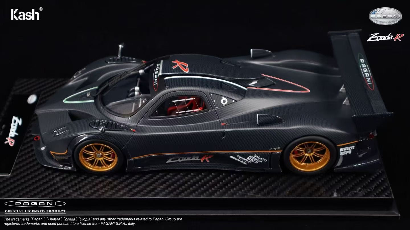 Kash Model proudly presents the 1/18 scale Pagani Zonda R matte carbon fiber black model