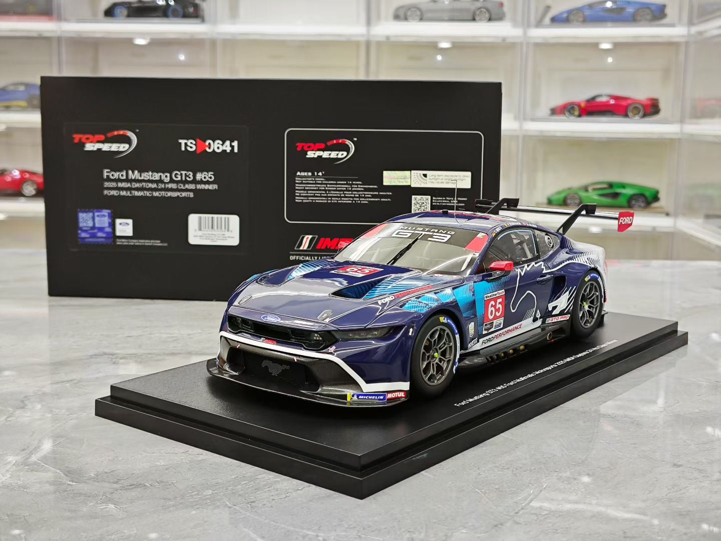 Topspeed 1/18 2025 Le Mans Ford Mustang GT3 #65 Diecast Model Car