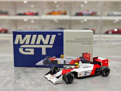 MINIGT 1988 Japanese GP McLaren MP4/4 Senna 1:64 — Sealed: 98 / Blister Card: 108