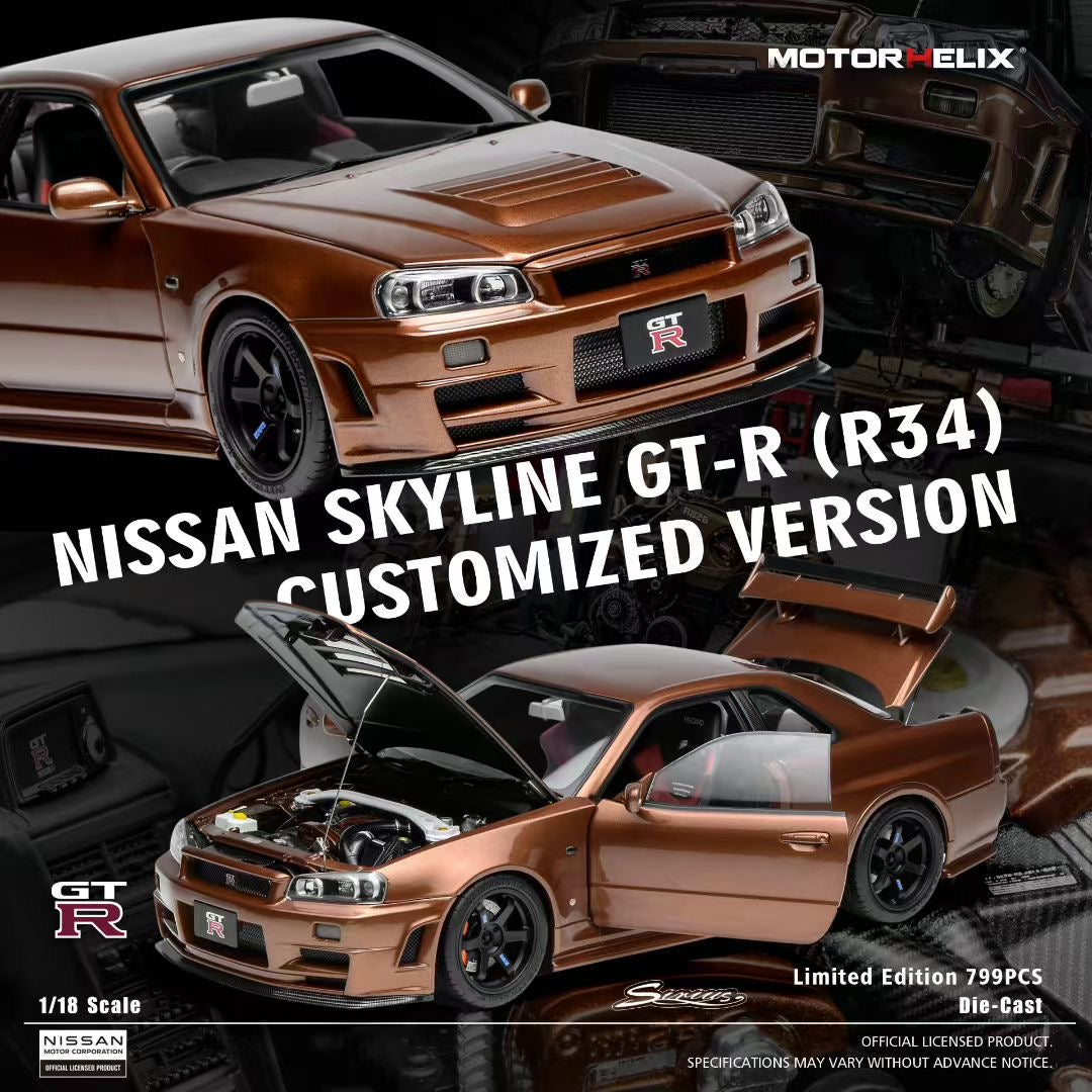 MOTORHELIX 1/18 Nissan Skyline GT-R (R34) CUSTOMIZED VERSION